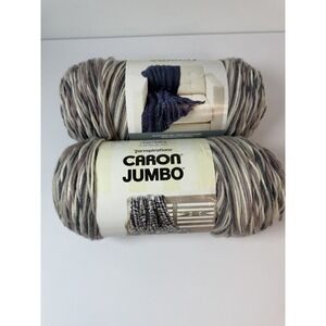 Jumbo Caron Yarn Skeins Gravel 12 Oz 595 Yds White Gray Lot Of 2